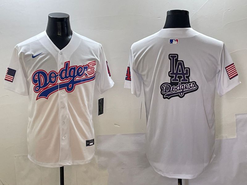 Men Los Angeles Dodgers Blank White national flag second generation joint name Nike 2025 MLB Jersey style 19->los angeles dodgers->MLB Jersey